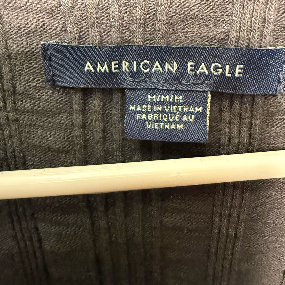 American Eagle - Ribbed Buttonfront Gray Top - image 3